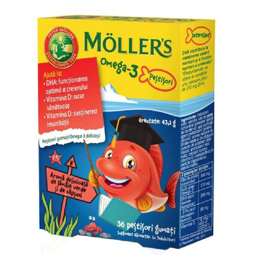 Mollers Omega-3 Fishes Strawberry - 36 jeleuri - Pharma Brands
