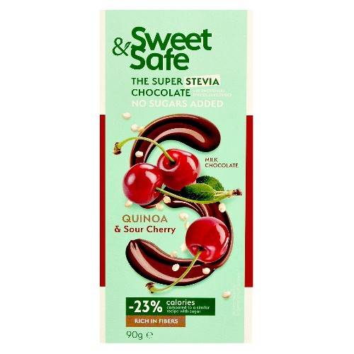 Ciocolata Lapte - cu Quinoa si Visine - Sweet & Safe - 90gr - Sly