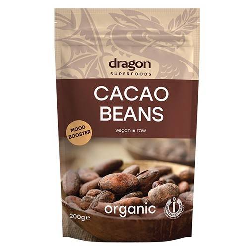 Boabe de Cacao Intregi Bio 200gr Dragon Superfoods