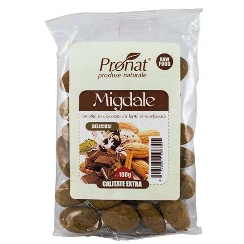 Migdale invelite in ciocolatata - 100gr - Pronat
