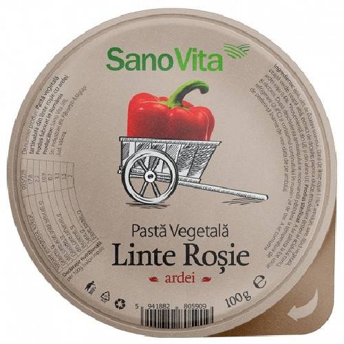 Pasta Vegetala din Linte Rosie si Ardei 100g Sano Vita