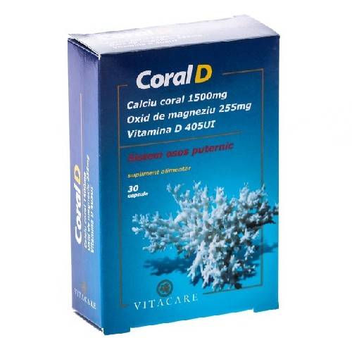 CoralD - Coral Calciu + D3 - 30cps - Vitacare